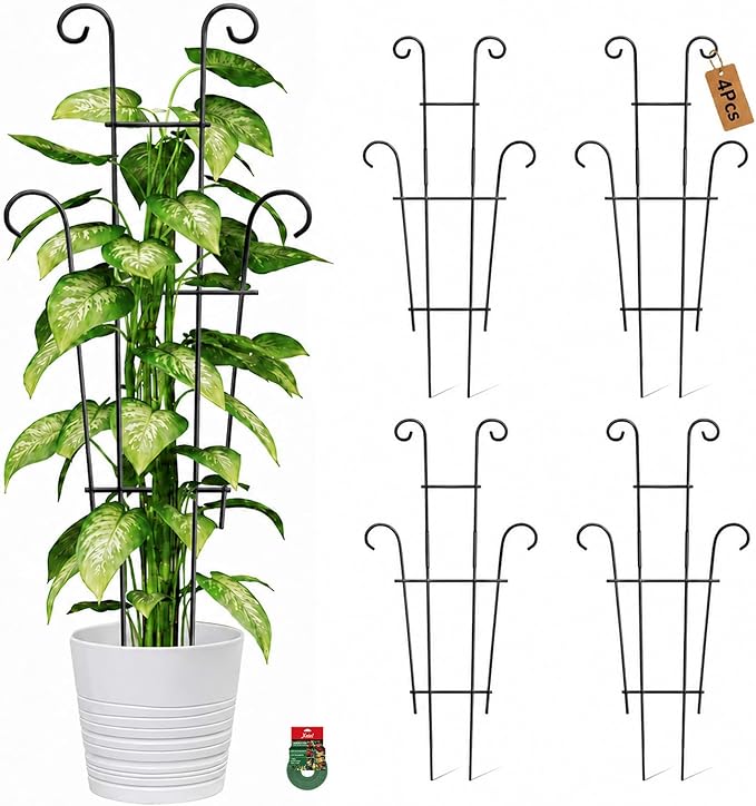 4P Plant Trellis for Potted Plants, Larger 23in Garden Trellis for Climbing Plants Indoor Outdoor, Rustproof House Plant Support Stakes for Pothos Hoya Ivy Flower
