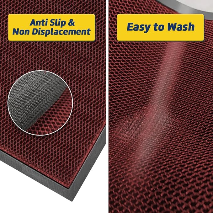 Muddy Mat® Meshy Mat™ Door Mat Heavy-Duty Quick-Dry Floor Mat, Sand & Dirt Trapper for Indoor & Outdoor, Ideal for Entrance, Mudrooms,Patios & Garages,Low-Profile,Non-Slip,Washable– Red 48"x72"x0.4"