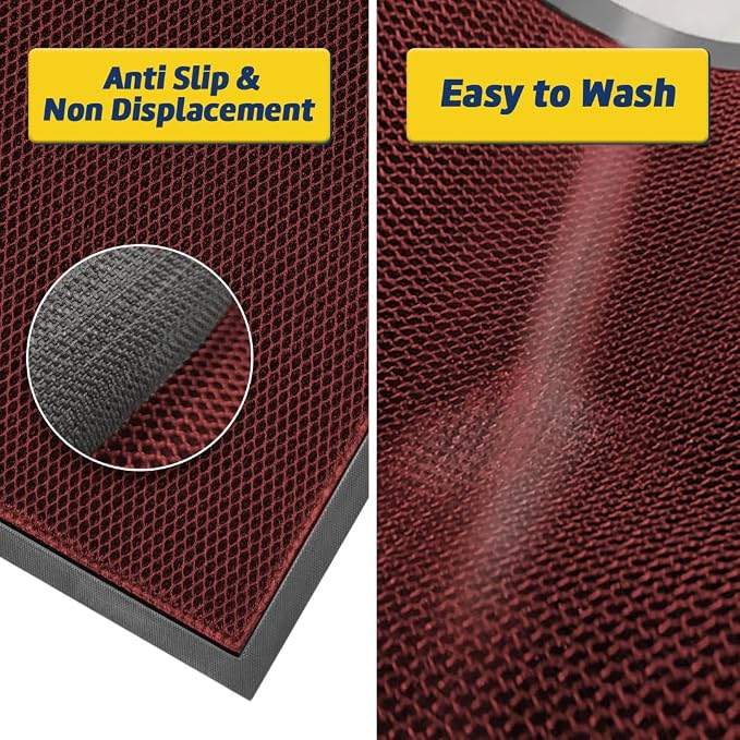 Muddy Mat® Meshy Mat™ Door Mat Heavy-Duty Quick-Dry Floor Mat, Sand & Dirt Trapper for Indoor & Outdoor, Ideal for Entrance, Mudrooms,Patios & Garages,Low-Profile,Non-Slip,Washable– Red 17"x30"x0.4"