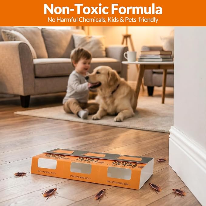 40 Pack Roach Traps, Cockroach Traps Indoor,Glue Roach Traps,Indoor Roach Trap for Home, Garage & Shed, Pest Control for Home,Child & Pets Safe