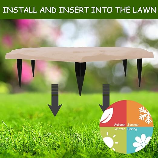 4Pcs Round Sunflower Stepping Stone Outdoor Garden Walkway, Durable Plastic Pavers for Patio, Pathway, and Landscaping, Weatherproof Stepping Stones with Ground Stakes (Hexagon Sunflower)