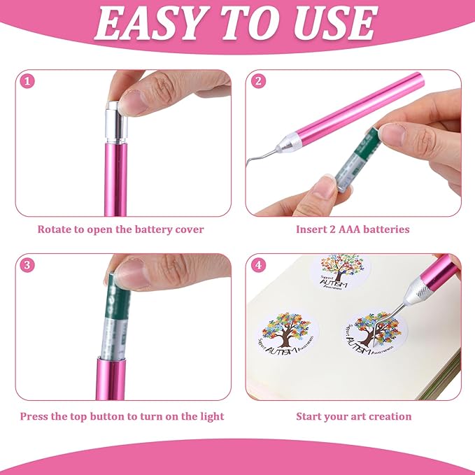 Leriton 4 Pcs LED Weeding Tools for Vinyl with Light Weeding Tool with 5 Different Hooks Lighted Pin Pen Tool for Removing Iron on Tiny Vinyl Paper Crafting Silhouettes DIY(Mixed Color)