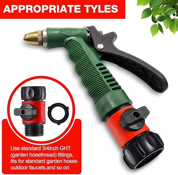 Hotop 12 Pcs Garden Hose Shut Off Valve Plastic Connect Water Hose Turn Off Valve with Anti Leak Standard 3/4 Inch Thread and Rubber Gaskets (Red)