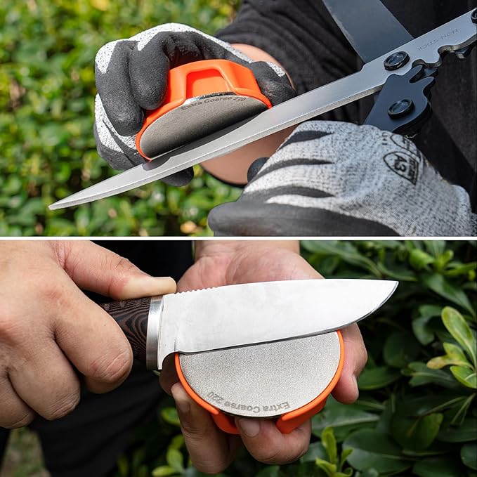 SHARPAL 216N Dual-Grit Diamond Sharpening Stone – Extra Coarse 220 / Fine 600 Grit Knife & Garden Tool Sharpener for Lawn Mower Blades, Axes, Hatchets, Machetes, Hedge Shears, Fathers Day Gift