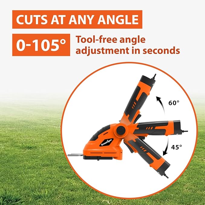 Grasstigon 7.2V Hedge Trimmer Cordless, 2 in 1 Grass Shear Handheld, Electric Bush Trimmer, Lightweight Rechargeable Shrub Trimmer for Garden Yard Lawn (Orange)
