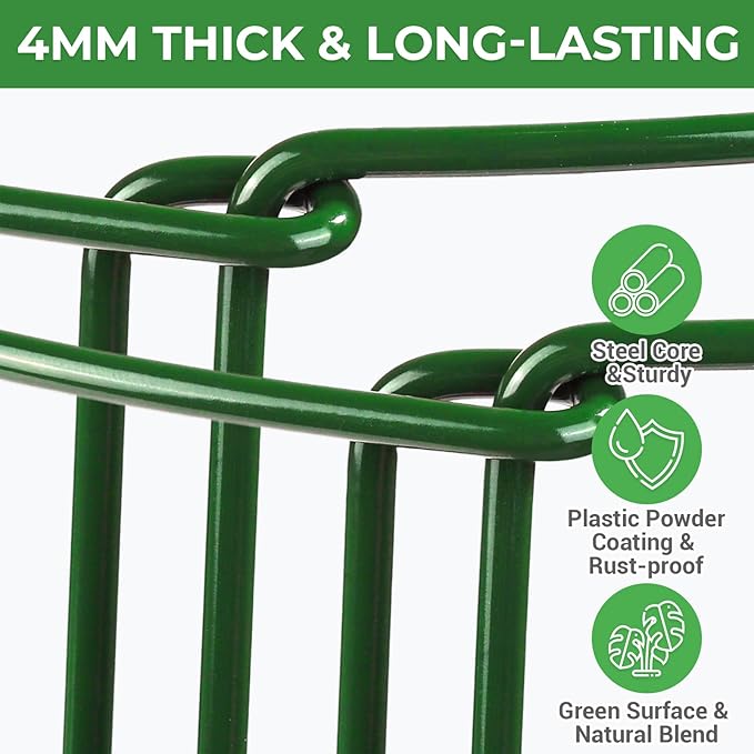 LEOBRO Plant Support Plant Stakes, 6pcs Peony Cages and Supports, Metal Garden Stakes Plant Supports, Plant Support Stakes, for Peony, Tomato, Hydrangea, Indoor Outdoor Plants, 10" W x 24" H