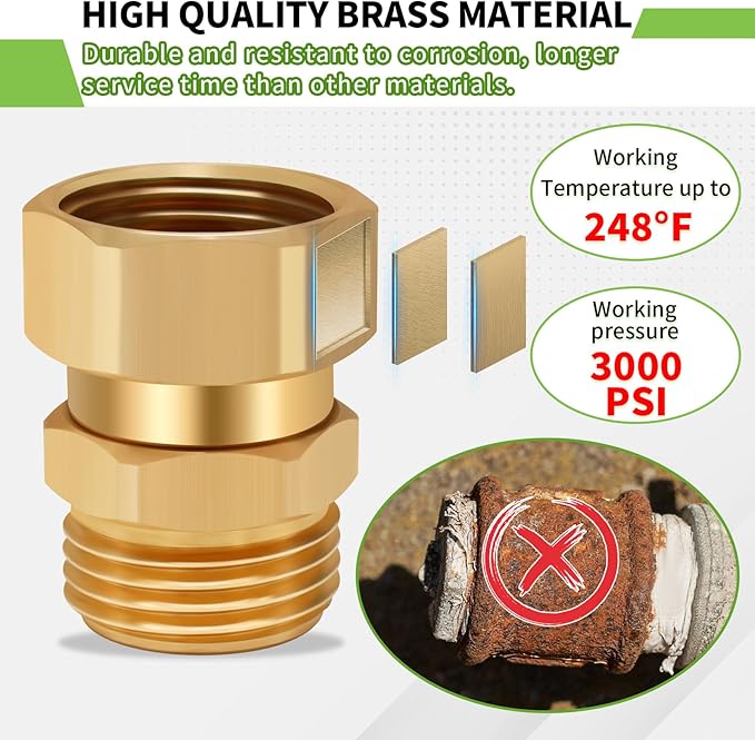 Boltigen Garden Hose Swivel Connector, 3/4GHT Garden Hose Swivel Fitting, 360 Degree Male to Female Hose Adapter for Outdoor