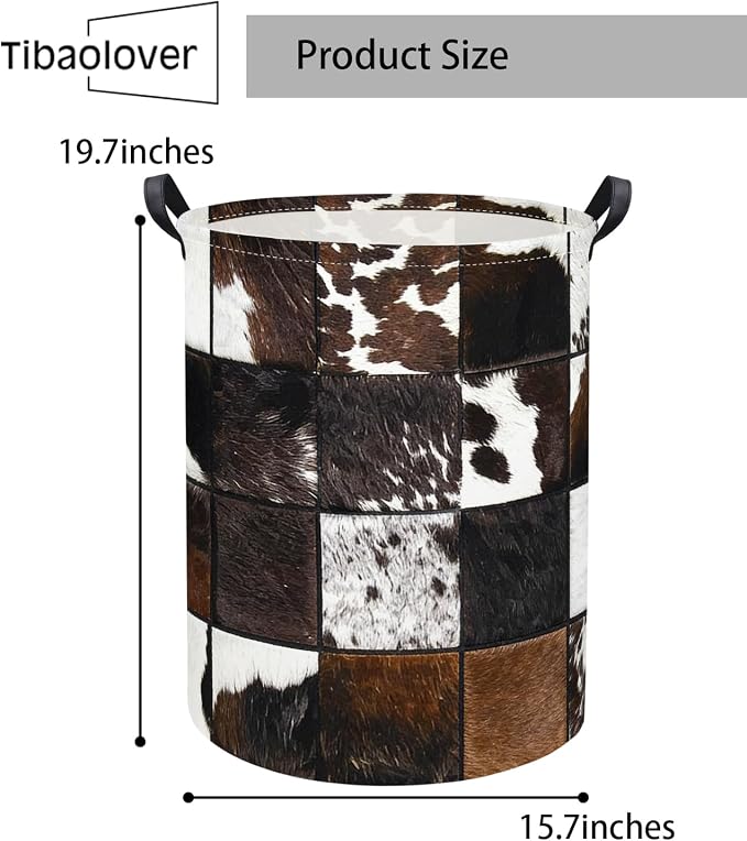 Baby Laundry Basket Kids Hamper Toy Storage Bin for Boys Room Decor Baby Nursery Hamper Gift Baskets for Bedroom Bathroom(Cows Print)