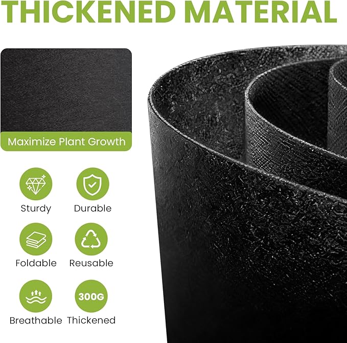 MEKOLIFE Fabric Grow Bags（5 Gallon 6Pack）, Thickened Aeration Planter Bags with Handles Plant Tags Seedling Bags for Outdoor Indoor Vegetable Garden, Black