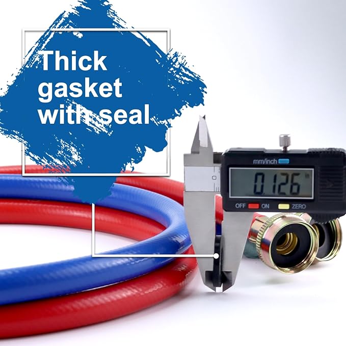 Washer Hoses 4FT,Rubber Washing Machine Hoses 3/4 Washer Machine Hoses 2 packs,Burst Proof Water Supply Lines for Hot and Cold Washer Water Hoses-by MIFLUS,10 YEARS WARRANTY