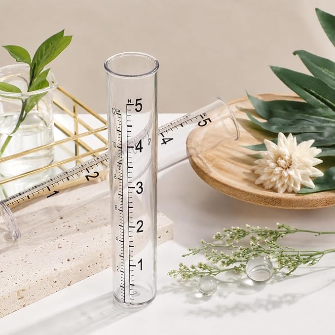JJUNW 6PCS Rain Gauge Replacement Tubes, 5" Transparent Outdoor Rain Meter Tubes, Plastic Replacement Tube for Lawn Garden Yard Home