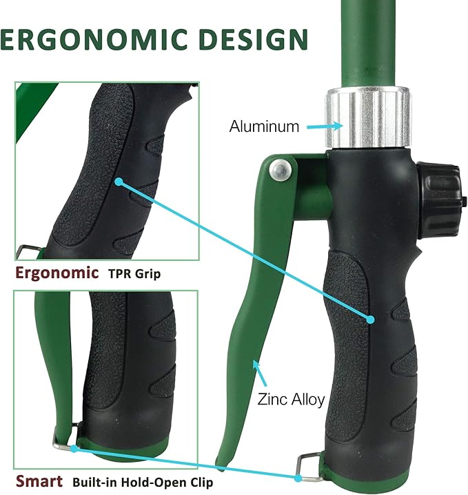 Watering Wand for Hanging Baskets & Windows, Lightweight 6-Spray Wand, Ergonomic Nozzle for Garden, Patio, Car Cleaning (Green, 24 Inch)
