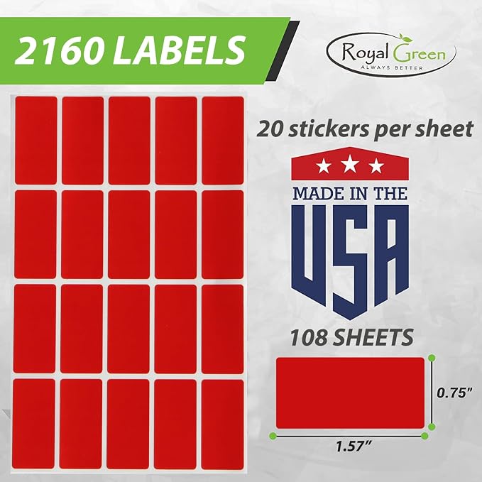 Rose Gold Small Sticker Sheets (40mm x 19mm) - 2160 Pack, File Folder Label Rectangular Stickers for Labeling 1.57 x 0.75 inch
