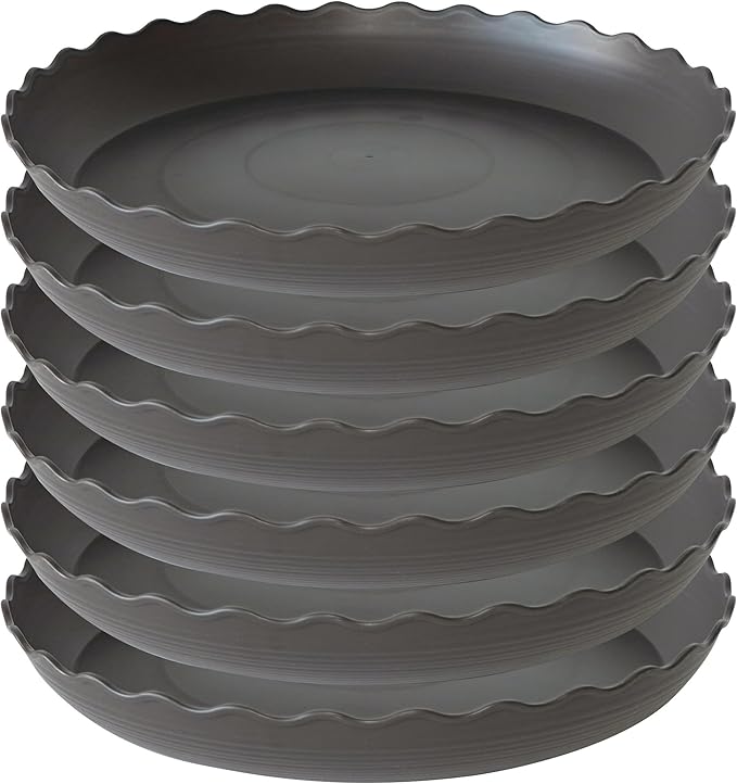 6 Pack of 12 inch Plant Saucer Plant Tray, Plastic Plant Saucer, Heavy Duty Plant Tray for Pots, Plant Saucers for Indoors Planter, Garden Water Plate Bowls (Brown)