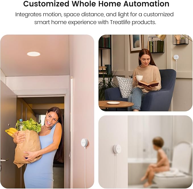 TREATLIFE WiFi Presence Sensor 3 Pack, 24G mmWave Radar Smart Motion Sensor Wired, Support Alexa/Google Home, Real-time Human Occupancy Sensor, No Hub Required