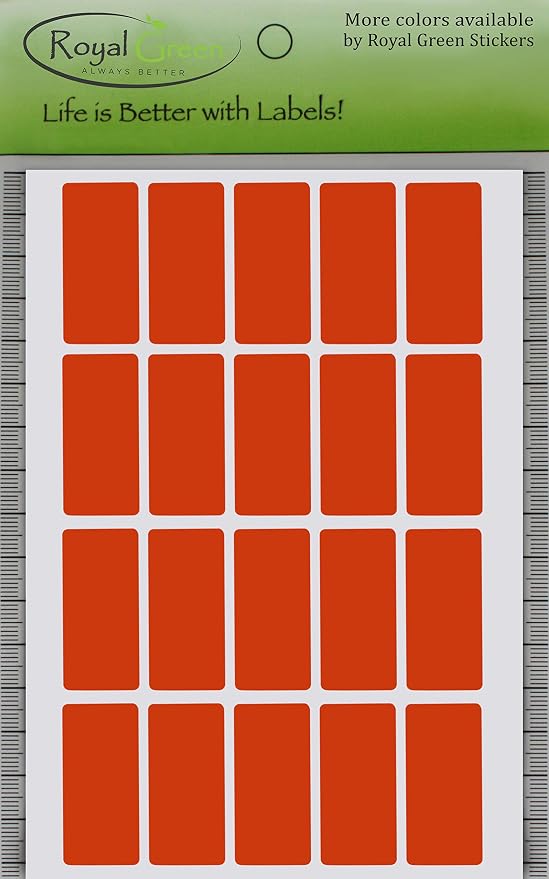 Royal Green Rectangle Shape Sticker Cable Labels 1.57 inch x 0.75 inch Orange (40mm x 19mm) - 1000 Pack