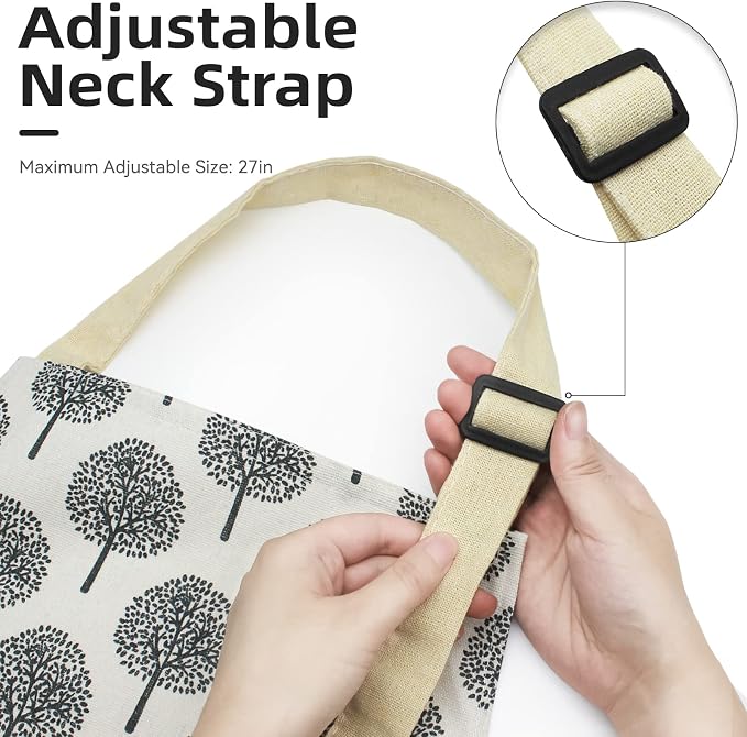 NLUS 2 Pack Waterproof Cooking Aprons, Adjustable Bib Soft Chef Apron with 2 Pockets for Men Women (Gray Stripe/Gray Trees)