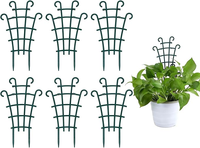 UWIOFF Indoor Small Trellis, 6Pcs Plant Trellis for Climbing Plants Trellis for Potted Plants Stackable Plastic Pot Plant Support Trellis for Indoor Outdoor Hoya Vines Pothos Houseplants