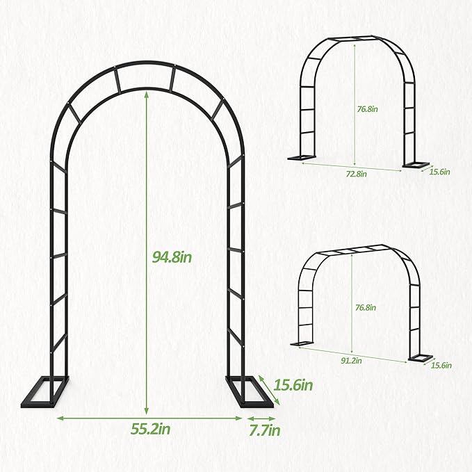 Garden Arch Trellis for Climbing Plants Outdoor, Wedding Arch with Base-94.5"(H)*55"(W), Balloon Arch Stand for Ceremony Valentines Day Birthday Baby Shower Garden Floral