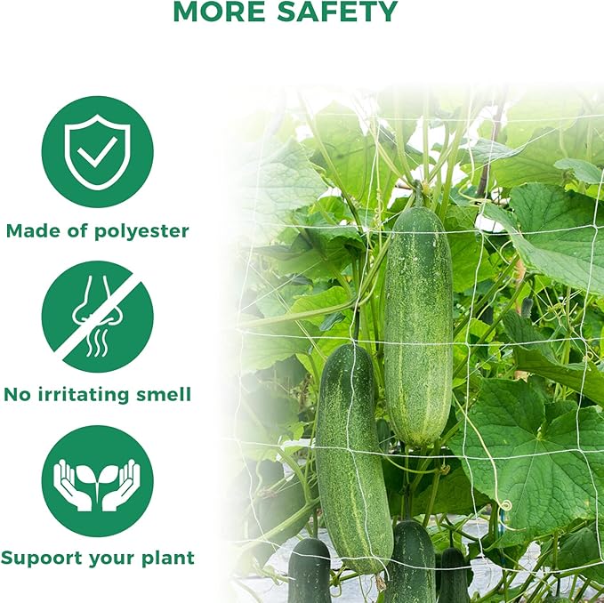 Kikhope 5x30ft Plant Trellis Netting, Heavy-Duty Polyester Grow Net, Garden Trellis Netting with Square Mesh for Climbing Plants, Vegetables, Fruits, and Flowers