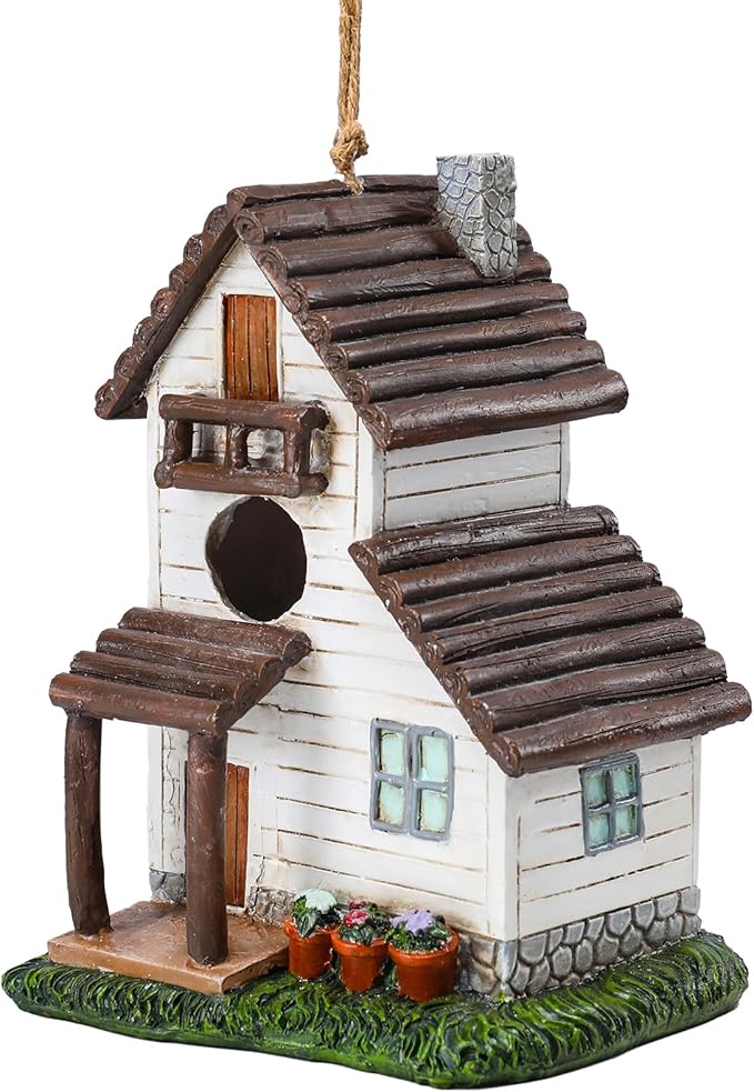 Yinns Resin Bird House for Outside, Small Birdhouses for Outdoors for Nesting, Decorative Home Bird Houses for Yard Garden Decor, Water Proof