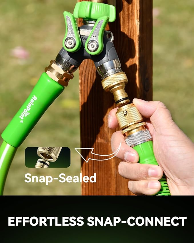 RainPoint Garden Hose Quick Connectors, Heavy Duty Solid Brass 3/4 Inch GHT, Universal Leak-Proof Fittings for Easy Water Hose Connection (2 Sets)