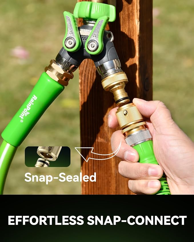 RainPoint Garden Hose Quick Connectors, Heavy Duty Solid Brass 3/4 Inch GHT, Universal Leak-Proof Fittings for Easy Water Hose Connection (4 Sets)