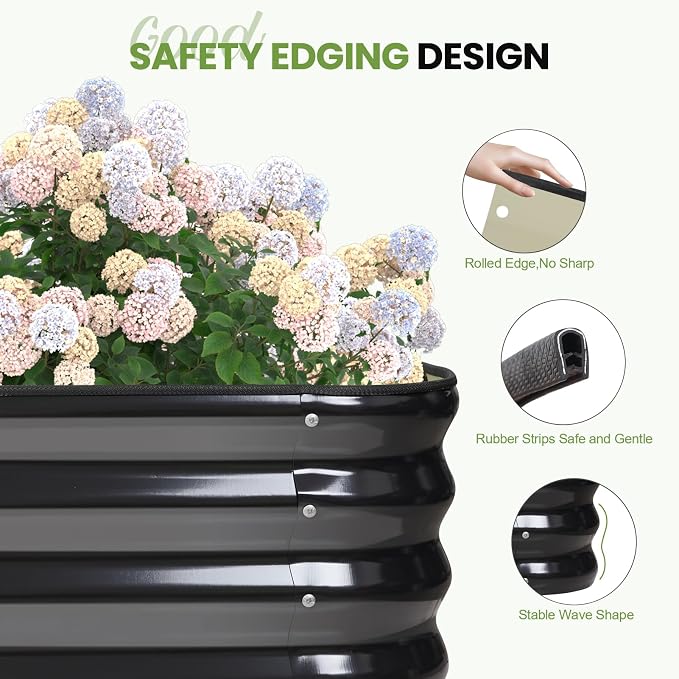 5-in-1 Adjustable Raised Garden Bed Kit | Galvanized Planter Boxes for Vegetables, Flowers | 12" Tall, Multiple Sizes (8x3x1ft, 9x2x1ft, 10x1x1ft, 6x5x1ft, 7x4x1ft) | Outdoor Metal Raised Bed, Grey