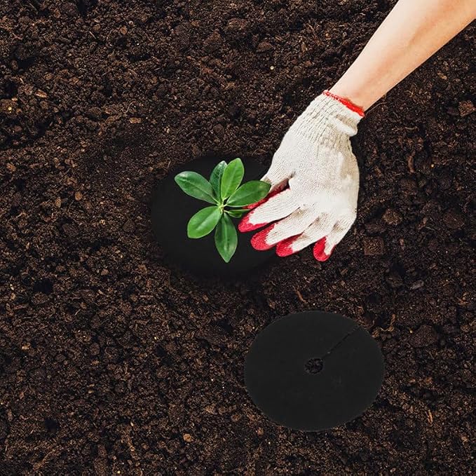 Toddmomy 30Pcs Tree Mulch Rings, 6 Inch Non-Woven Garden Mat for Plant Protection, Breathable Fabric Tree Root Barrier & Soil Cover, Round Protector Mats for Outdoor Plants, Cabbage & Saplings