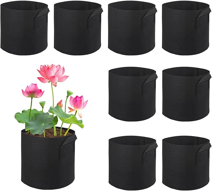 8Pack Lily Plant Pots for Pond, Thickened Nonwoven Plant Fabric Pots with Handles, Durable Breathe Reusable Fabric Plant Bags for Aquatic Plants, Potato, Carrot, Onion, Flower