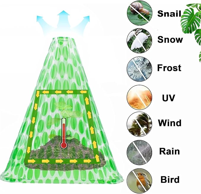 Pack 40 Garden Cloches for Plants, Reusable Bell Plant Cover, Plant Covers Protectors from Animals Snails/Birds/Chickens/Insect(Diameter: 7.7" Height: 9")