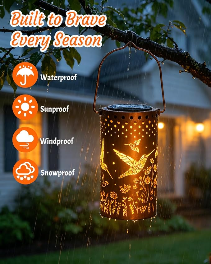 ANYTALK Birthday Gifts for Women Mom Grandma, Hummingbird Solar Lanterns Outdoor Waterproof, Hanging Solar Lights for Yard, Patio, Porch, Garden Decor