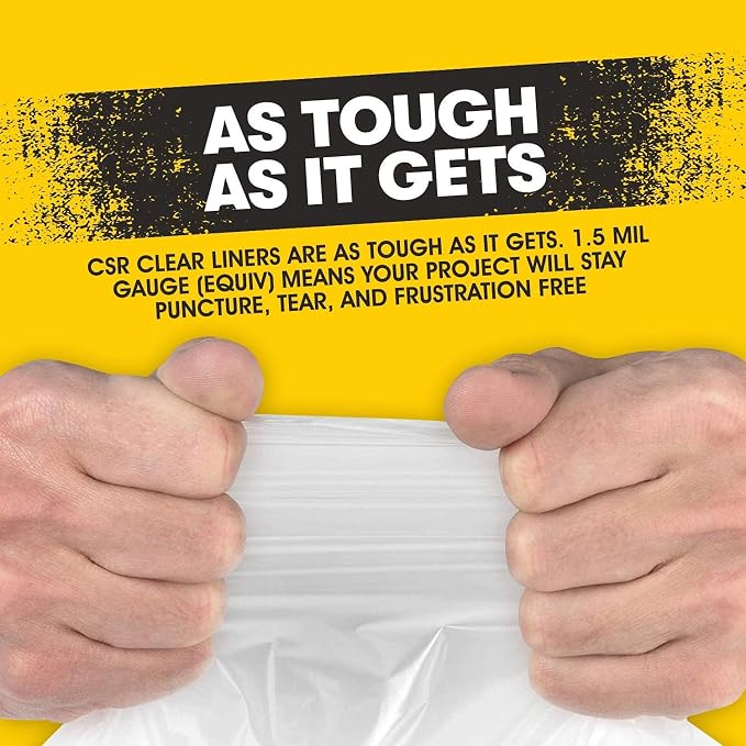 Aluf Plastics 56 Gallon 1.5 MIL (eq) Clear Heavy Duty Garbage Bags - 43" x 46" - Pack of 400 - for Industrial, Recycling, Storage, & Outdoor