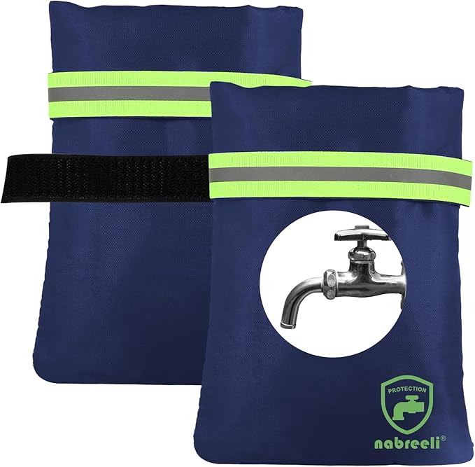 Outdoor Faucet Covers for winter Freeze Protection: 2 Pack Hose Bib Insulation Cover 8.5″x5.9″x1.9″ Waterproof Outside Spigot Cover Bags Insulated Covers with Reflective Strips(blue)