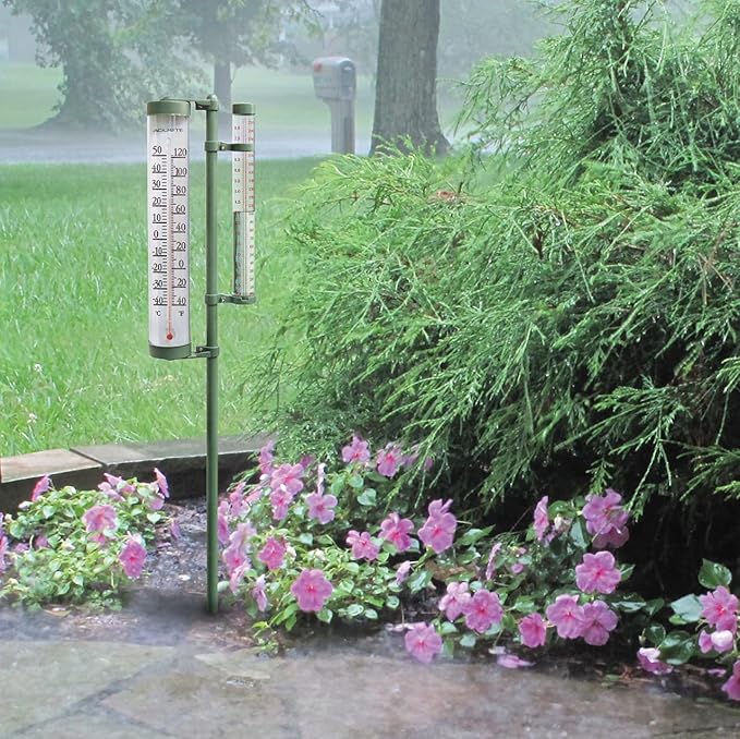 AcuRite 02345 8-Inch Rain Gauge & Thermometer Swivel Combination