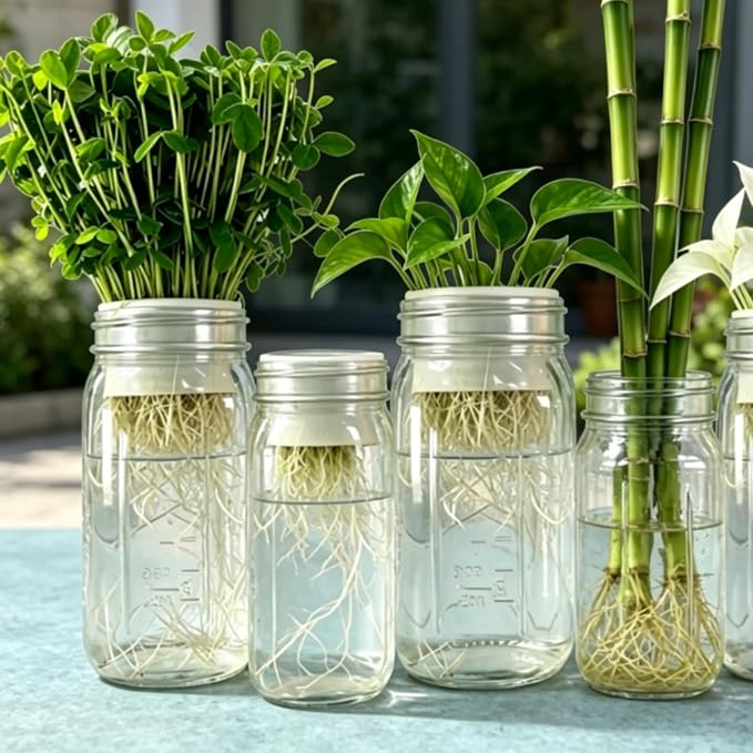 4-Pack Microgreen Grower for Mason Jars 3 Inch, Microgreen Sprouting Kit Wide Mouth, Sprouting Adapter Set with Deep and Shallow Inserts for Home Growing