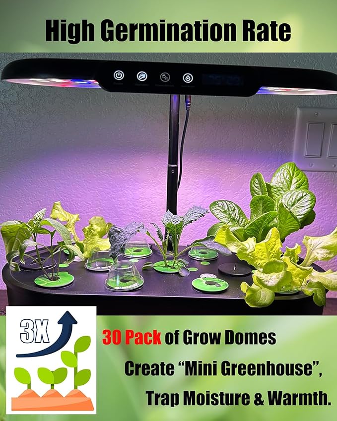 Grow Domes Compatible with Ahopegarden, Seed Pod Domes Replacement for InBloom, Growell Hydroponics Growing System, Humidity Dome for Seedling, iDOO, Rainpoint Hydroponic Indoor Herb Garden (30 Pack)
