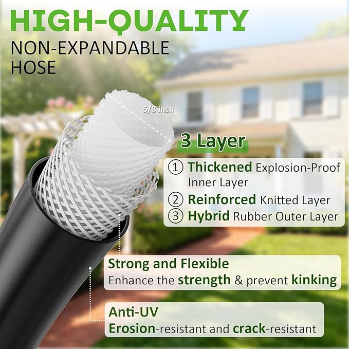 SPECILITE Garden Hose 5 ft x 5/8 in, Custom-Length Water Pipe, Heavy Duty & Flexible Hybrid Rubber Hoses, No Kink, with 3/4'' Male to Female Fittings, Burst 600 PSI, for Yard, Car Wash, Farm, Reels