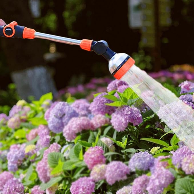 Watering Wand Plant Watering Wand Garden Hose Sprayer Wand Water Hose Long Hose Nozzle Sprayer Adjustable 8 Patterns Ergonomic Rubber Grip Suitable Fo, Orange