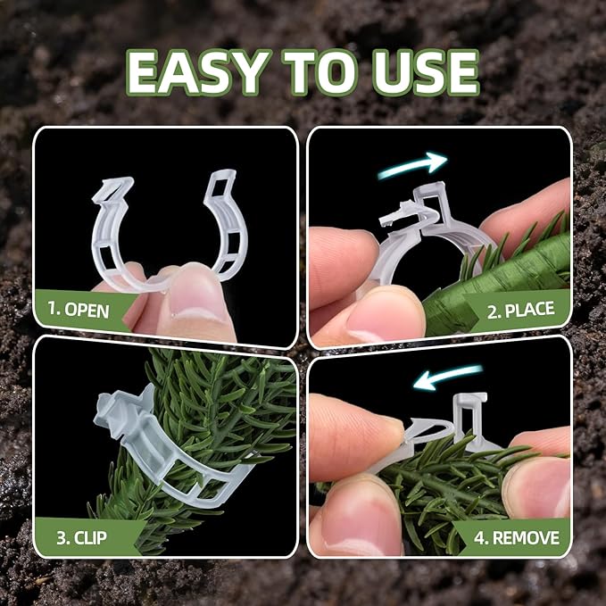 Cleangor 1000Pcs Tomato Clips, Plant Clips Plastic Trellis Clips Garden Plant Clips for Tomatoes, Cucumbers, Vines, Reusable Garden Clips to Make Plants Grow Upright, Indoor Outdoor Gardening Supplies