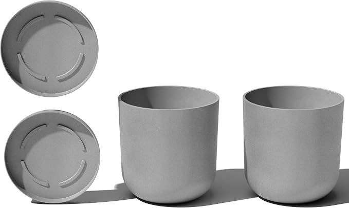 Veradek Mason Series Lima Planter - Round Planter for Indoor or Outdoor Porch/Garden | Made from Plastic-Stone Composite with Drainage Holes | Modern Décor for Succulents, Flowers, Small Plants