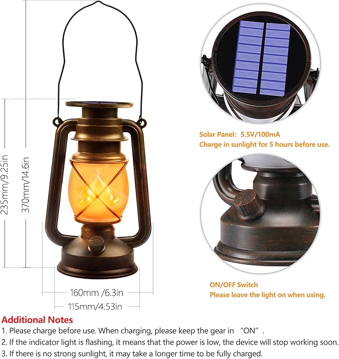 Solar Lanterns Outdoor Waterproof 4 Pack Bronze Vintage Lanterns with Dancing Flame Led Hanging Lights Decor,Lamps for Porch Garden Yard Pathway Camping