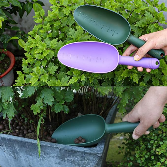 3Pcs Home Garden Shovel Plastic Gardening Shovel Hand Trowel Transplanting Succulent Cultivation Digging Scoops Loosening Soil Planting Shovels with Handle Gardening Tools, 3 Colors