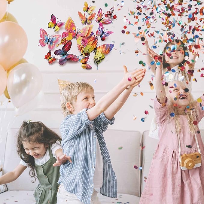 OPSEAM Butterfly Wall Decor 24/48 PCS, 3D Butterflies Stickers for Party Decorations with Magnets(Multiple Colour, 48)