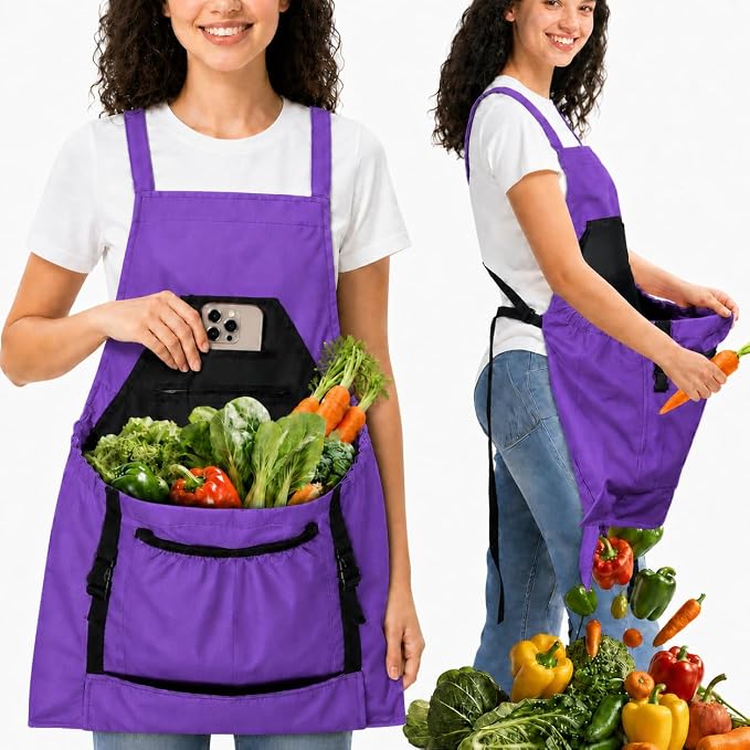 Gardening Apron,Canvas Garden Apron with Pockets for Women and Men,Harvest Apron,Gifts for Gardeners