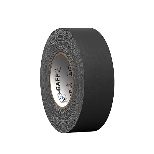 2" Pro Gaff Gaffers Tape 55 yards length black matte. Premium Heavy-Duty Gaffers Tape trusted by professional Gaffers. Made in the USA. Holds Tight, Easy to remove. (Pack of 24)