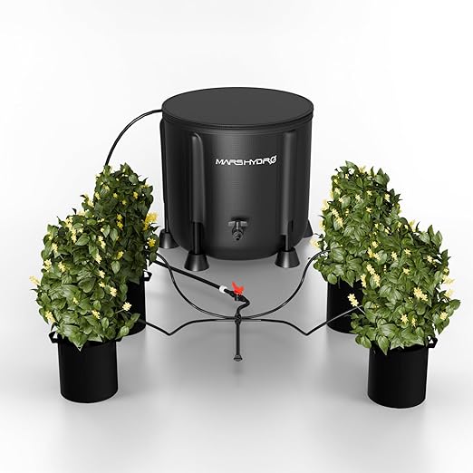 MARS HYDRO Auto Drip Irrigation Kits with 13 Gallon Foldable Bucket, 24W Upgraded Water Pump, 8 Drip Emitters, Garden Watering System for Grow Tent Indoor, Lawn, Greenhouse, Yard