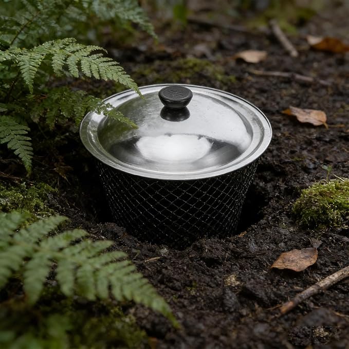 Totority In-ground Worm Composting Bins 2pcs High-Strength Metal Soil Enricher with Lids - Aerated Underground Composter for Garden Waste & Kitchen Scraps - Sustainable Backyard Recycling System