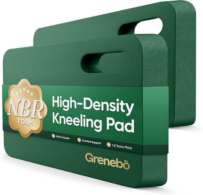 Grenebo High-Density NBR Foam Garden Kneeling Pad, 1.6" Extra Thick Gardening Pad for Kneeling, Ultra Soft Kneeling Pad for Gardening, Work, Exercise, Yoga, 17.3×11×1.6 in (1, Green)