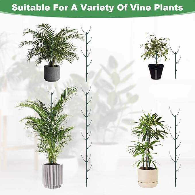 Nogeqi 6 Pack Stackable Plant Support Stakes, Plant Stem Support Sticks Structures Pole with Half Round Supporting Rings for Monstera Trellis Indoor Outdoor Garden Accessories